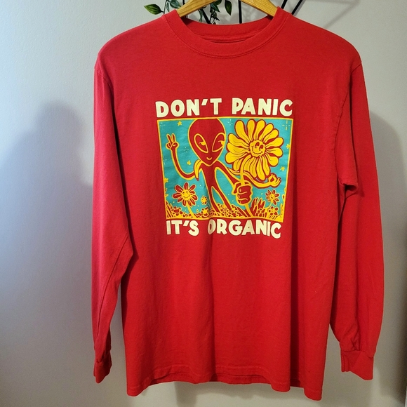 A.LAB | "Don't Panic It's Organic" GRAPHIC LONGSLEEVE med red - Picture 5 of 7